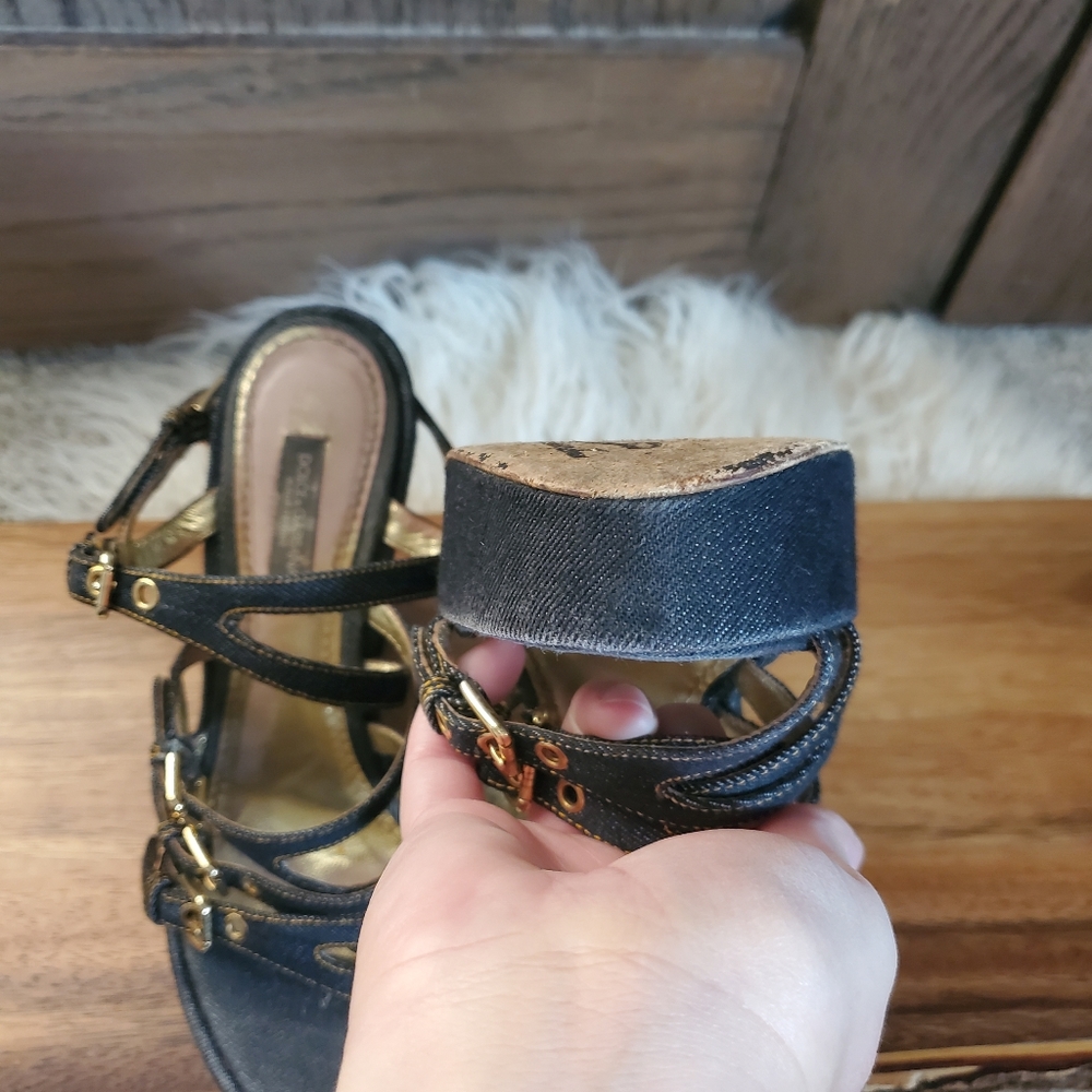 Dolce & Gabbana Zeppa Denim Wedge Sandal - Picture 4 of 5
